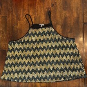 Charlotte Russe Chevron black and gold metallic top